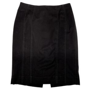 White House Black Market Black Skirt Knee Length Zip Eye Closure Back Slit Lined